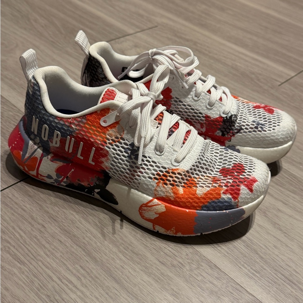 NOBULL Floral Sneakers - White, Red, and Gray